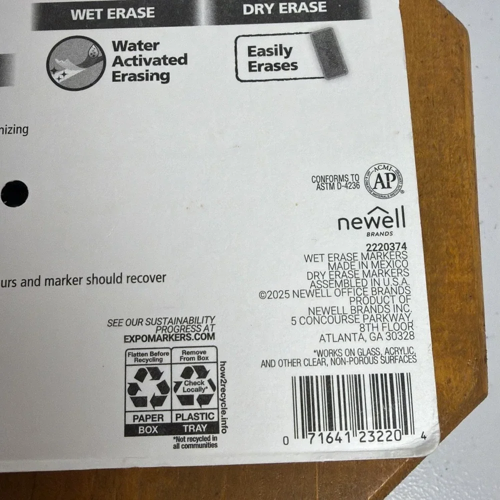 Expo 4ct‎ Fine Mixed 2 Dry / 2 Wet Erase Marker Black/Red, NEW